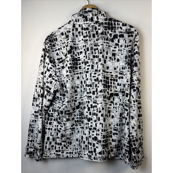Chico’s women's Size XL 80's retro Full Zip Geometric Print Metallic Jacket - Picture 7 of 10